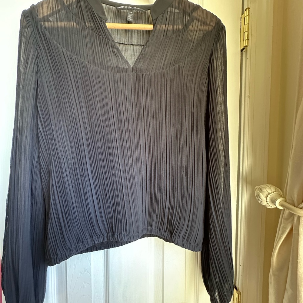 White House Black Market Sheer Black Blouse